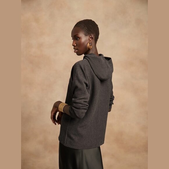 Banana Republic LENZING ECOVERO Sweater Hoodie Oversized Large Grey - Picture 3 of 8